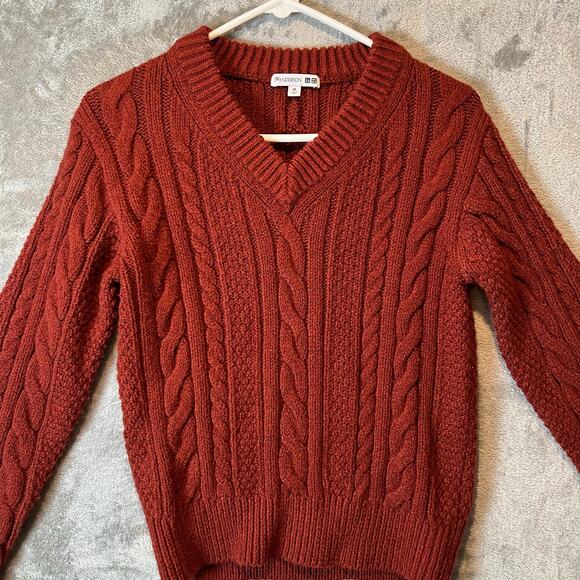 JW Anderson X‎ uniqlo Cable Knit V Neck Sweater Size XS Wool Blend Orange - Picture 2 of 5